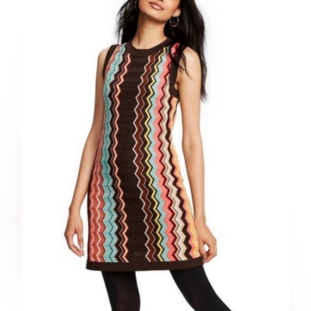 MISSONI for Target Zig Zag Knit Sweater Dress Size L Sleeveless Chevron